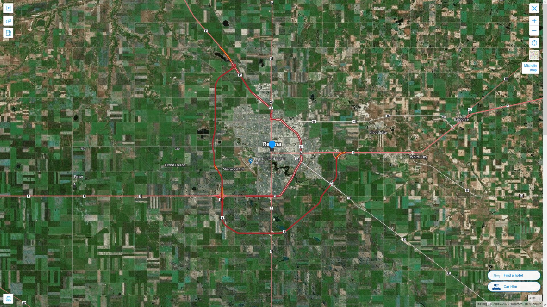 Regina Highway and Road Map with Satellite View